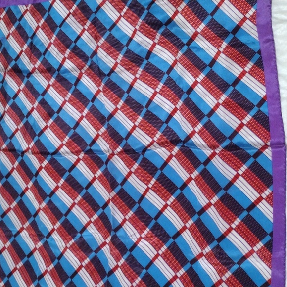 Red white blue Anne Klein for The Vera Companies silk vintage scarf - Picture 1 of 4